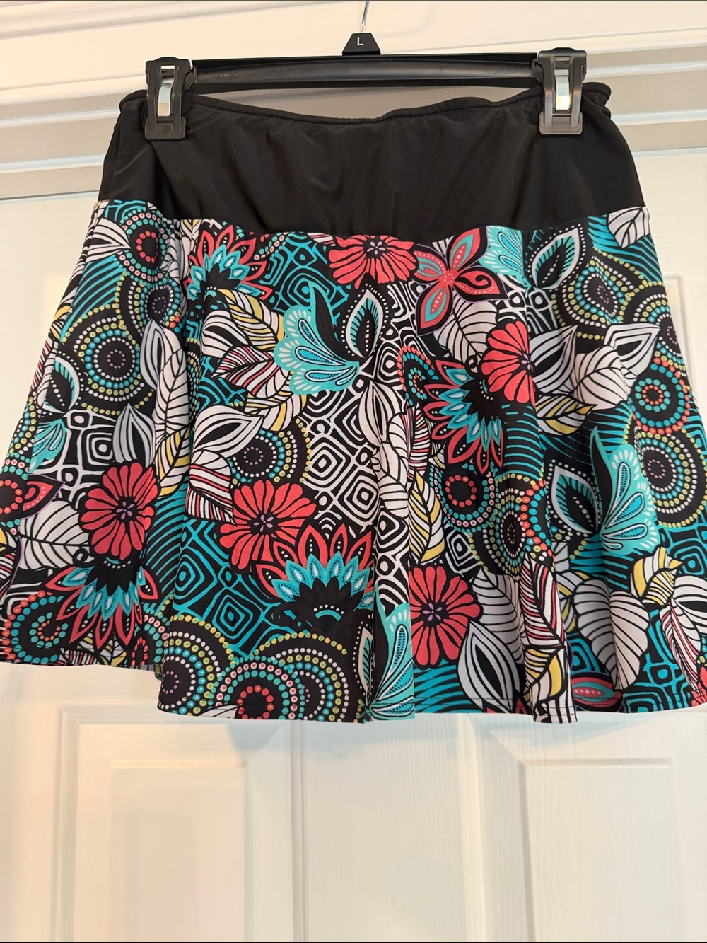 Sparkle Skirts brand Floral Printed Running Skort with Black Waistband - Picture 3 of 6